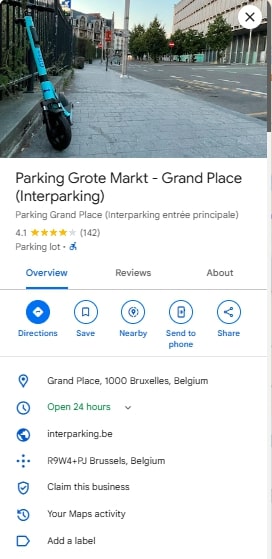 Parking Grote Markt Grand Place