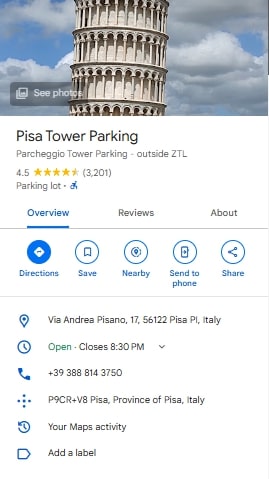 Pisa Tower Parking