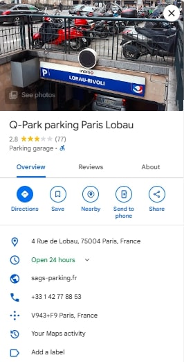 Q Park parking Paris Lobau