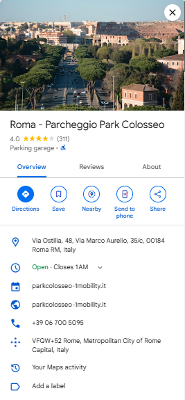 Roma Parcheggio Park Colosseo