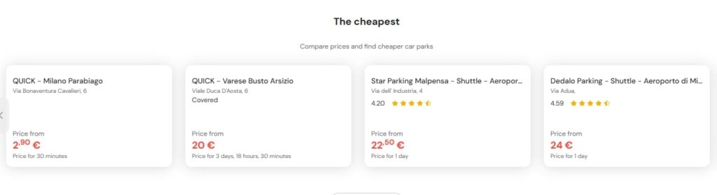 cheapest parking at malpensa airport