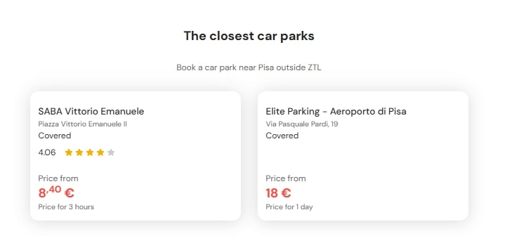 most central parking at Pisa outside ZTL most central parking at Pisa outside ZTL