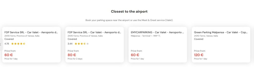 most central parking at malpensa airport