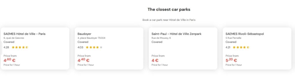 most central parking near Hotel de Ville Paris