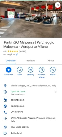 ️ ParkinGO Malpensa Parcheggio Malpensa Aeroporto Milano