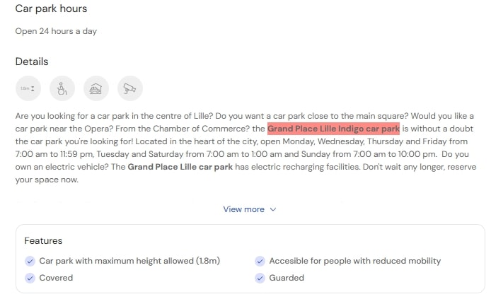 Grand Place Lille Indigo car park