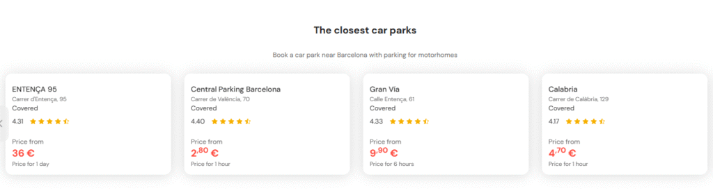 Most Central Motorhome Parking Barcelona