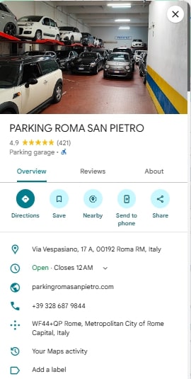 PARKING ROMA SAN PIETRO