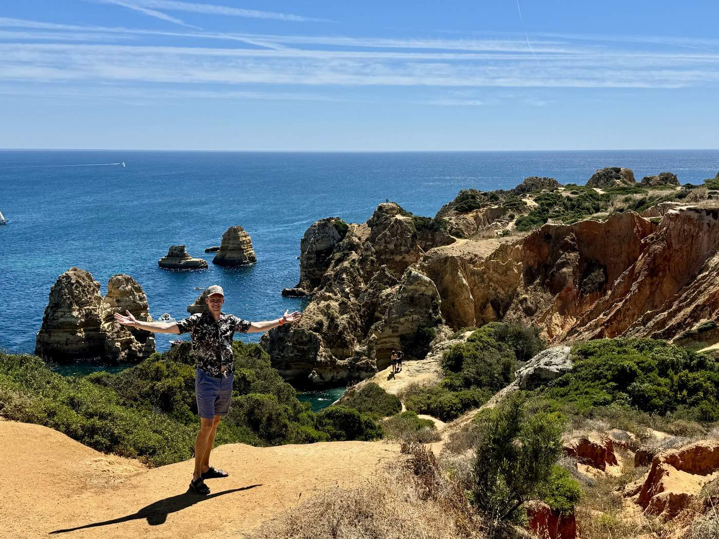 Panoramic cliffs at Ponta da Piedade in Algarve, Portugal