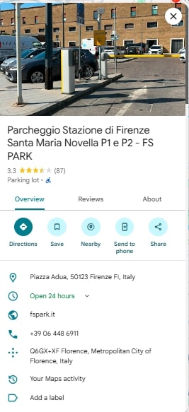 Parcheggio Stazione di Firenze Santa Maria Novella P1 et P2 FS PARK