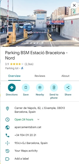 Parking BSM Estacio Bracelona Nord