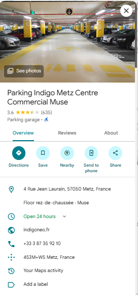 Parking Indigo Metz Centre Commercial Muse