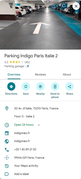 Parking Indigo Paris Italie 2