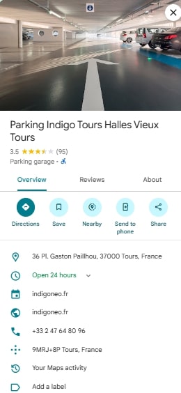 Parking Indigo Tours Halles Vieux Tours