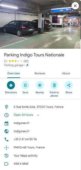 Parking Indigo Tours Nationale