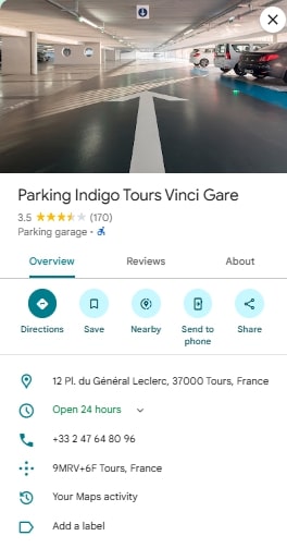 Parking Indigo Tours Vinci Gare