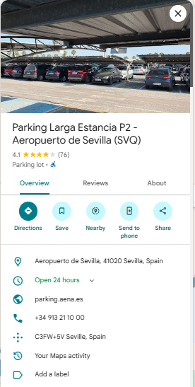 Parking Larga Estancia P2 Aeropuerto de Sevilla SVQ