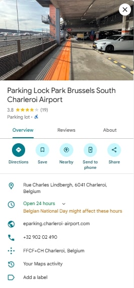 Parking Lock Park Brussels South Charleroi Airport