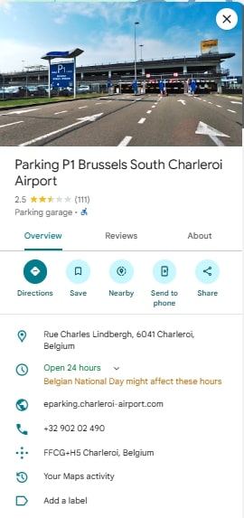 Parking P1 Brussels South Charleroi Airport
