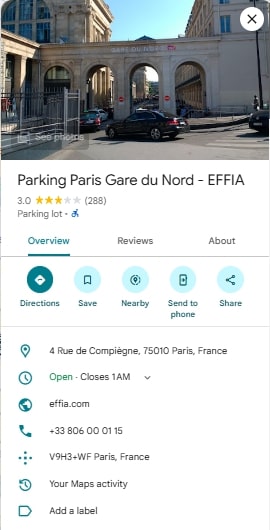 Parking Paris Gare du Nord EFFIA