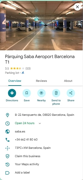 Parquing Saba Aeroport Barcelona T1 1