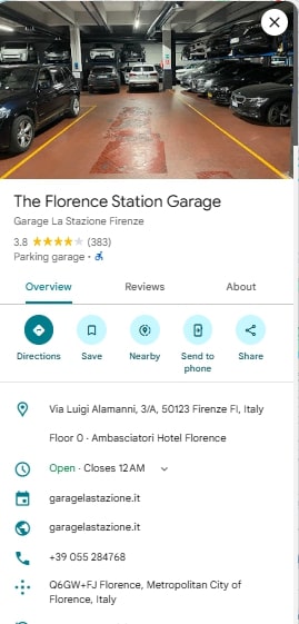 Le garage de la gare de Florence