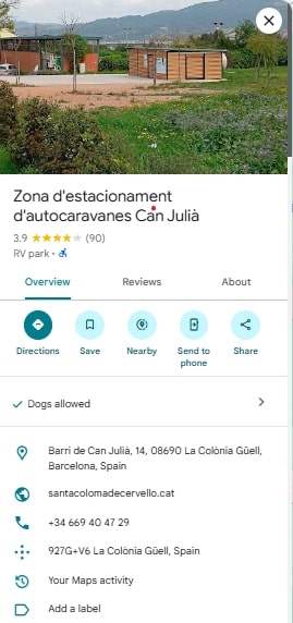 Zona destacionament dautocaravanes Can Julia