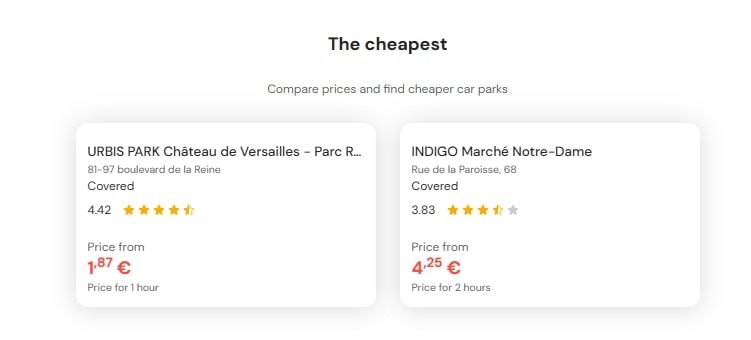cheapest parking in Chateau de Versailles