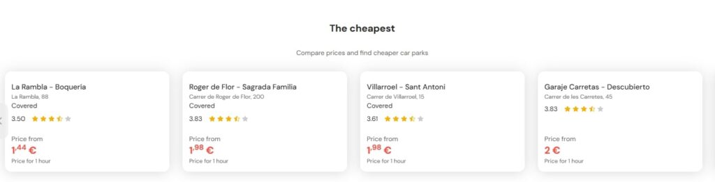 cheapest parking in park ride barcelona