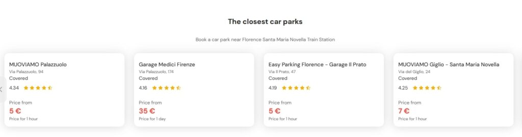 Parking le plus central de la gare Santa Maria Novella de Florence