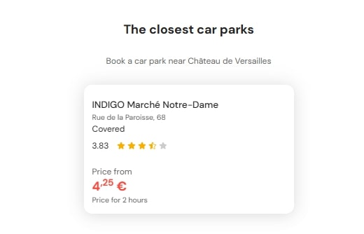 most central parking in Chateau de Versailles