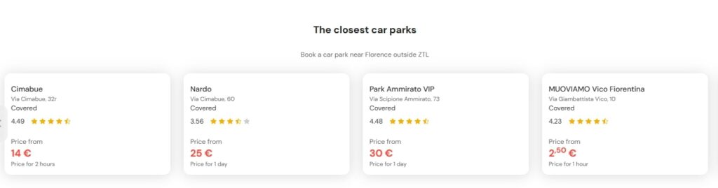 le parking le plus central de Florence en dehors de la ZTL