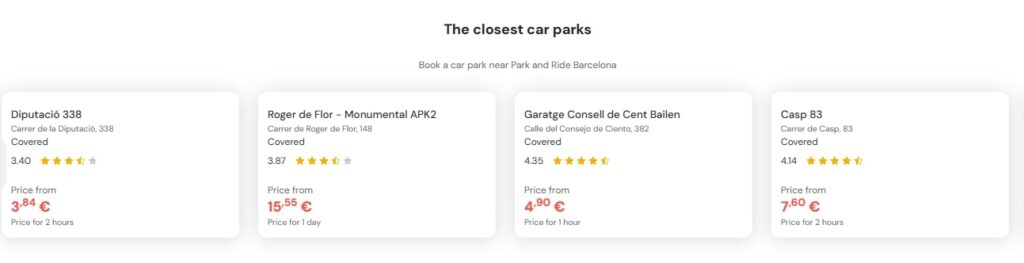 most central parking in park ride barcelona