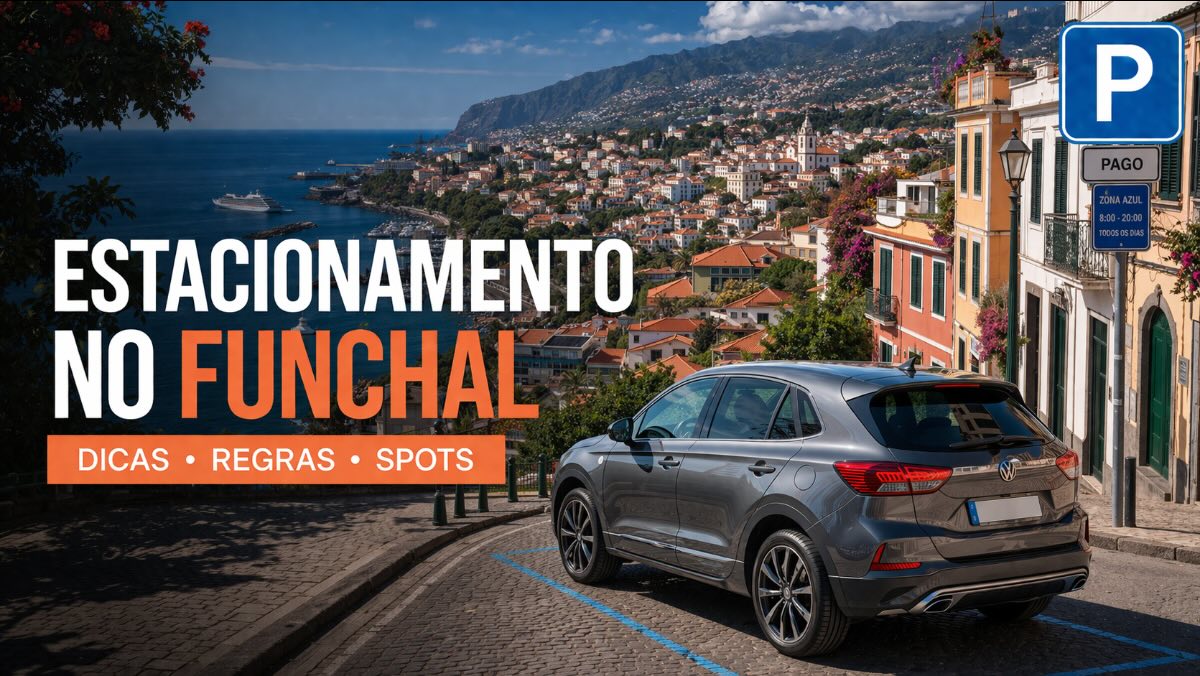 Estacionamento no Funchal – vista da cidade com carro de aluguer