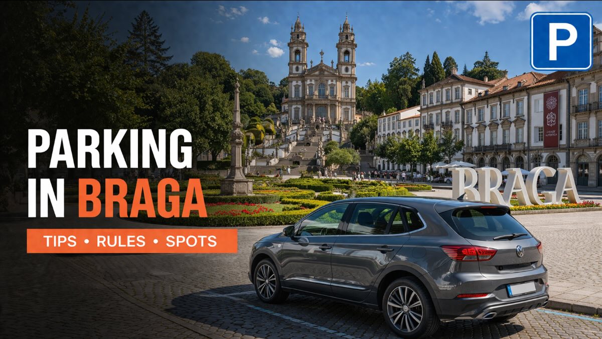 Parking in Braga – city view with rental car