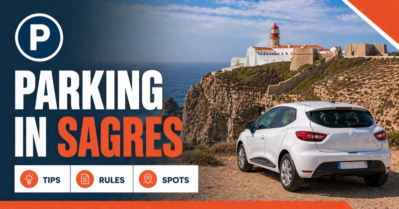 Parking in Sagres — dramatic Cabo de São Vicente cliffs and lighthouse at the end of Europe