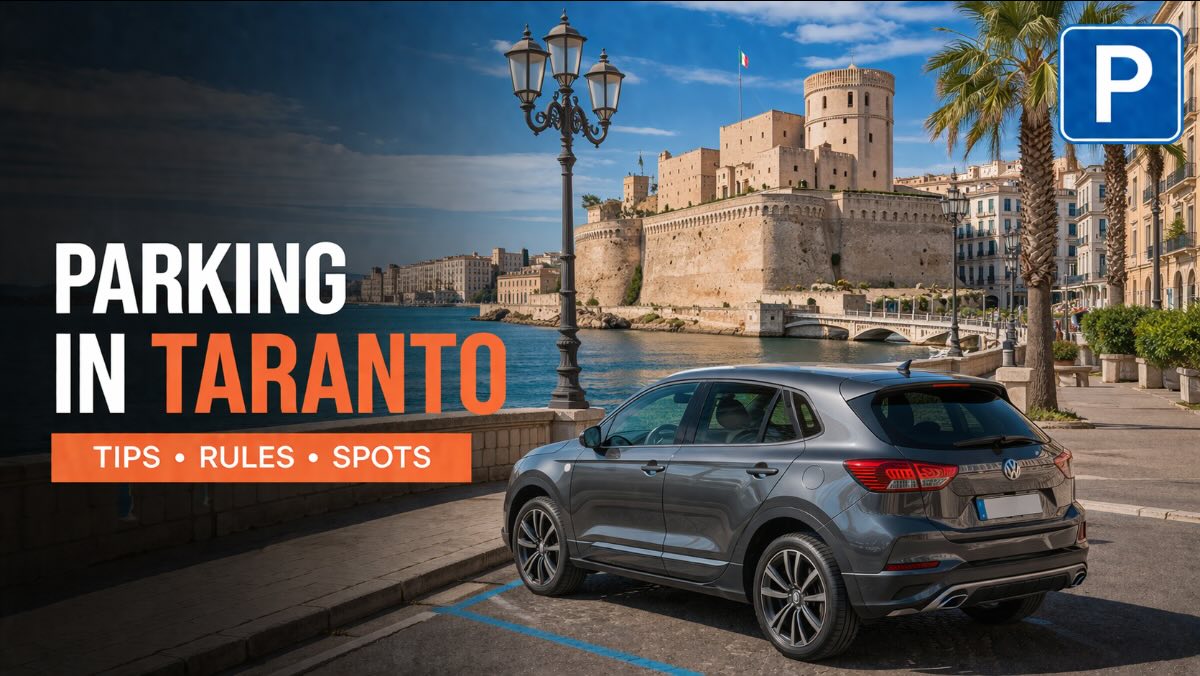 Parking in Taranto – city view with rental car