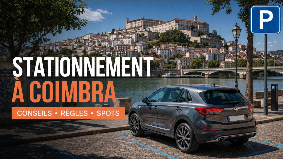Stationnement à Coimbra – vue de la ville avec voiture de location