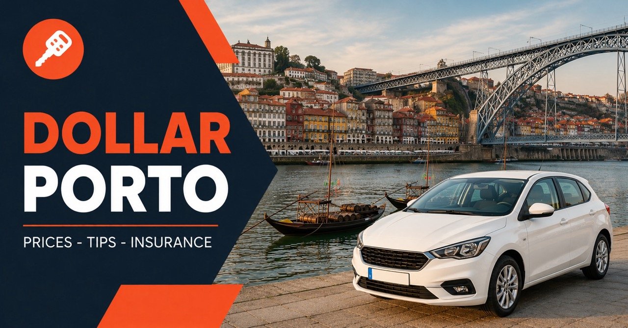 DOLLAR PORTO — Porto, white car and orange car-key icon