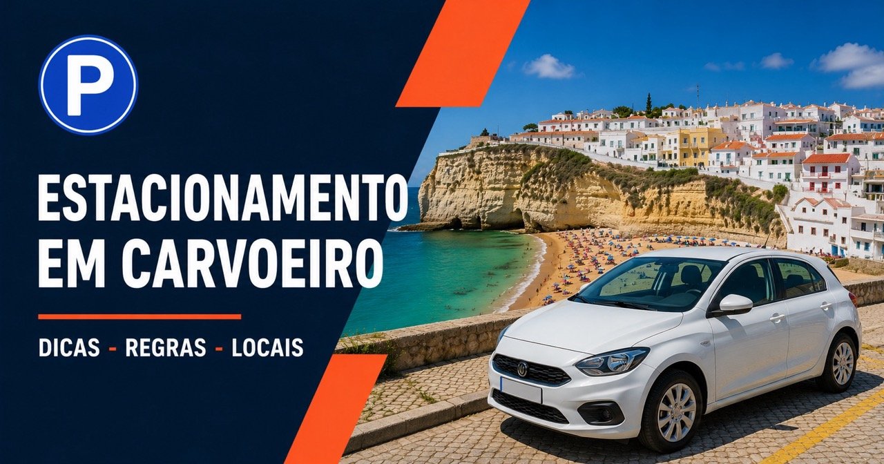 ESTACIONAMENTO EM CARVOEIRO — Carvoeiro Algarve, white car and blue P parking icon