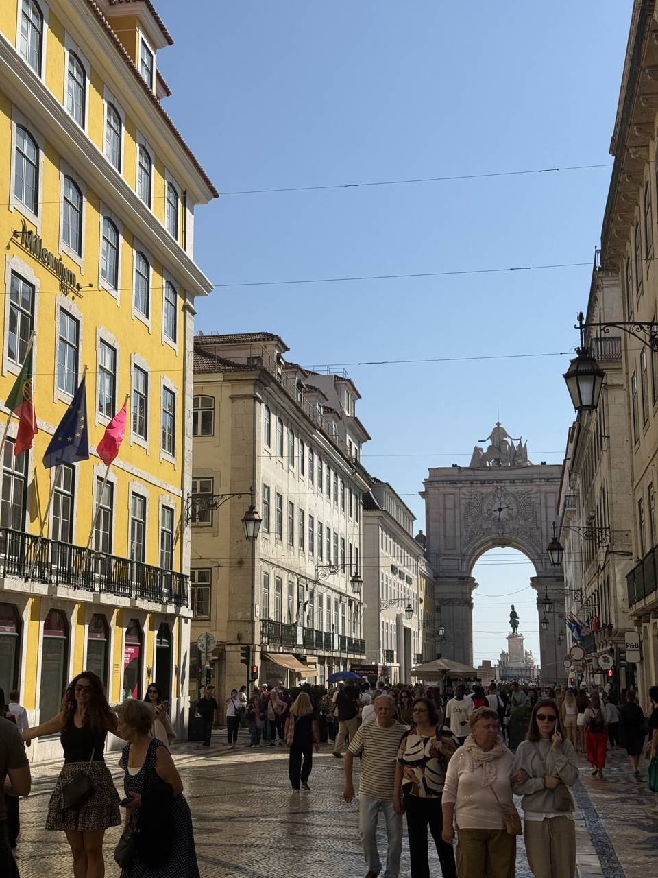 Rua Augusta leading to the triumphal arch in central Lisbon, Portugal
