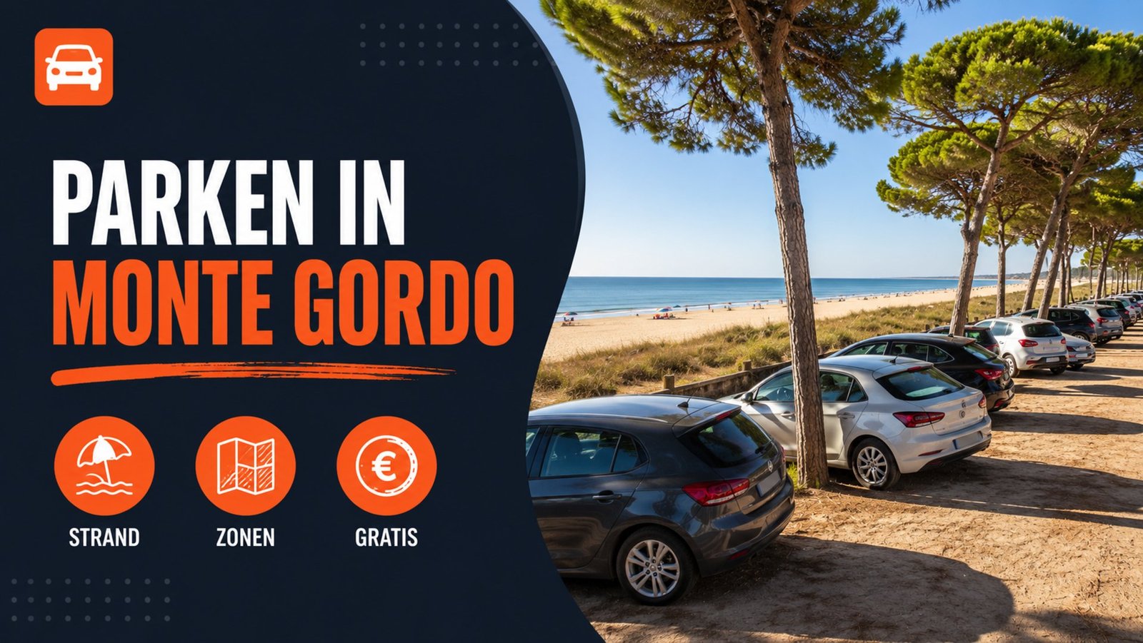 Parken in Monte Gordo – Titelbild mit Strand, Zonen und Gratis-Parken