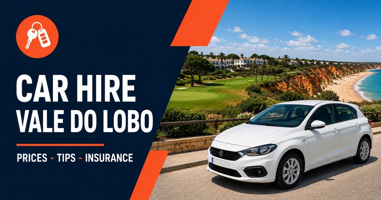 CAR HIRE VALE DO LOBO — Vale do Lobo Algarve resort, white car and orange car-key icon