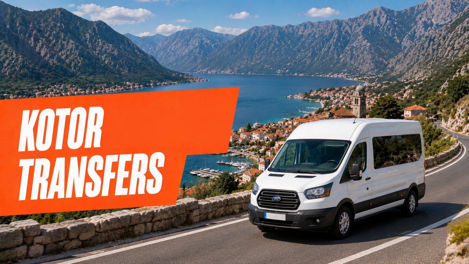 Kotor transfers - transfer van above the Bay of Kotor