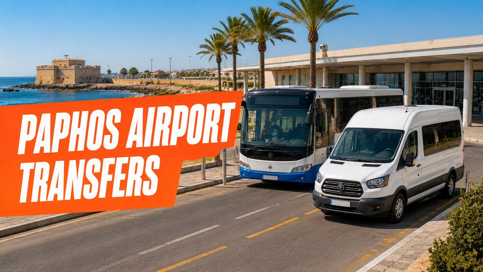 Paphos Airport transfers - bus and transfer van by the coast