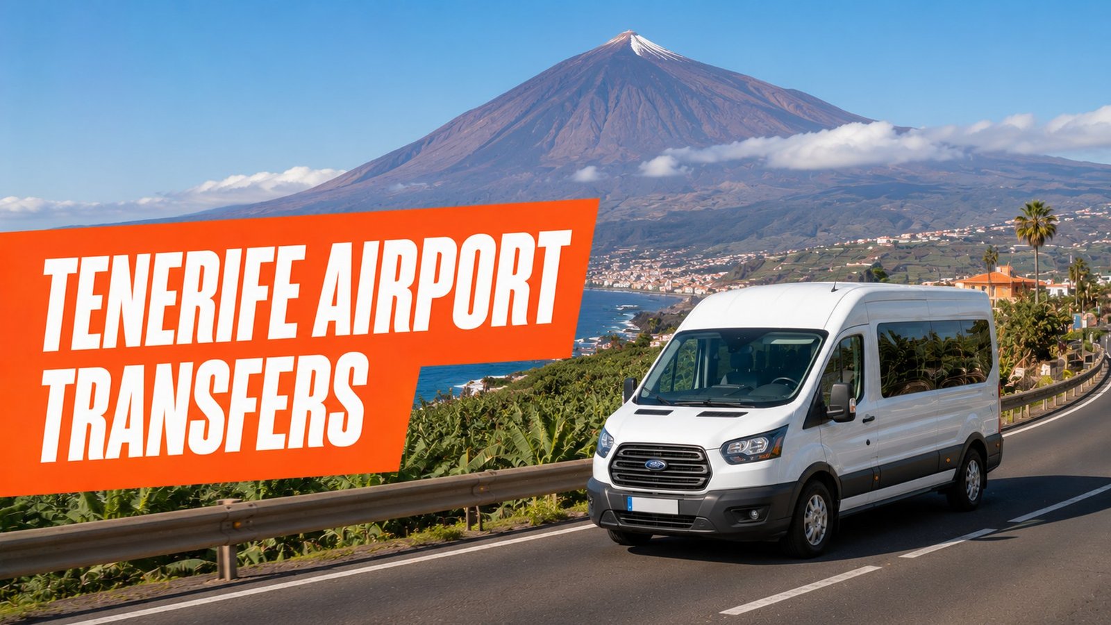 Tenerife airport transfers - transfer van with Mount Teide
