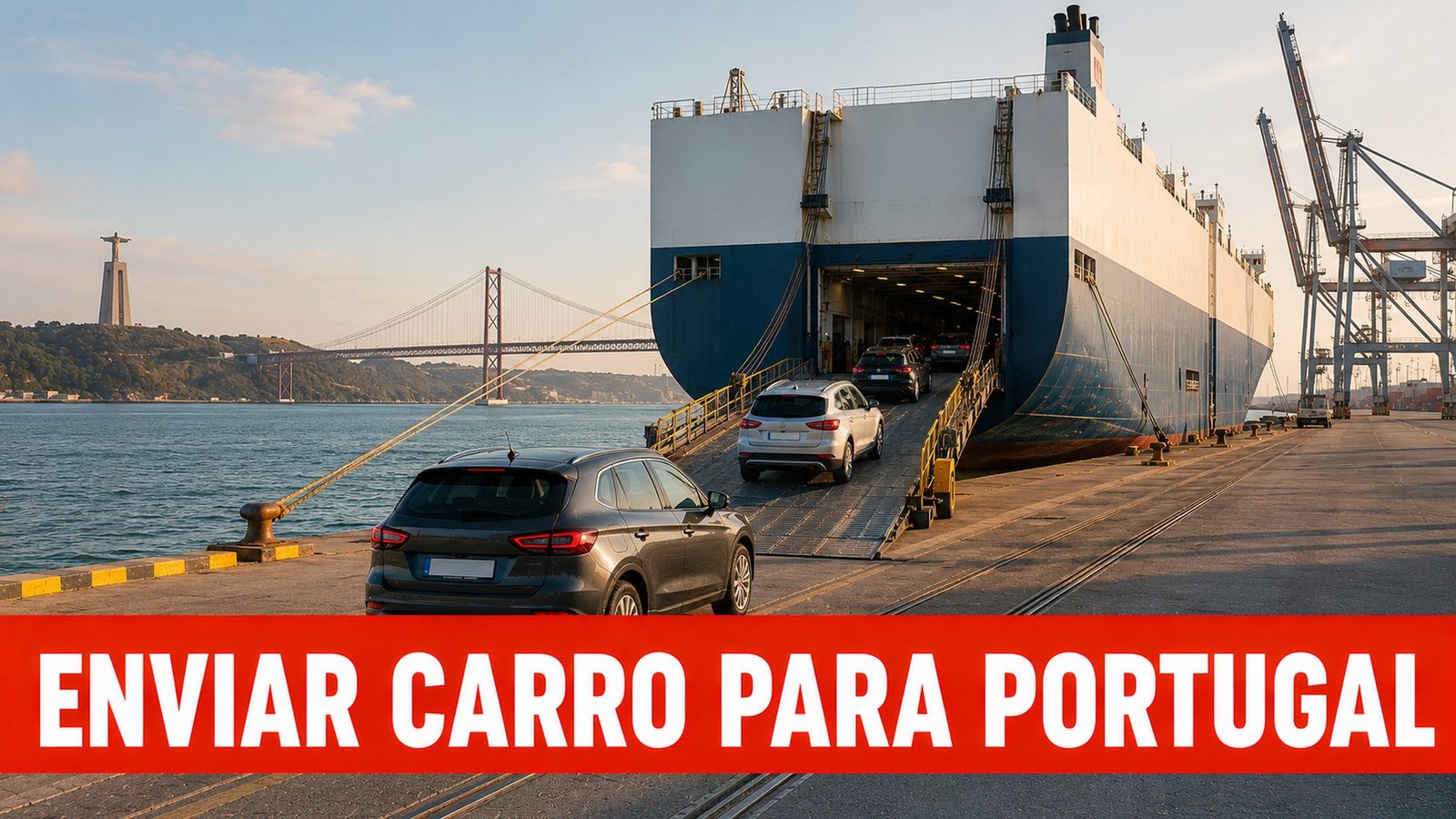 Navio porta-carros no porto de Lisboa