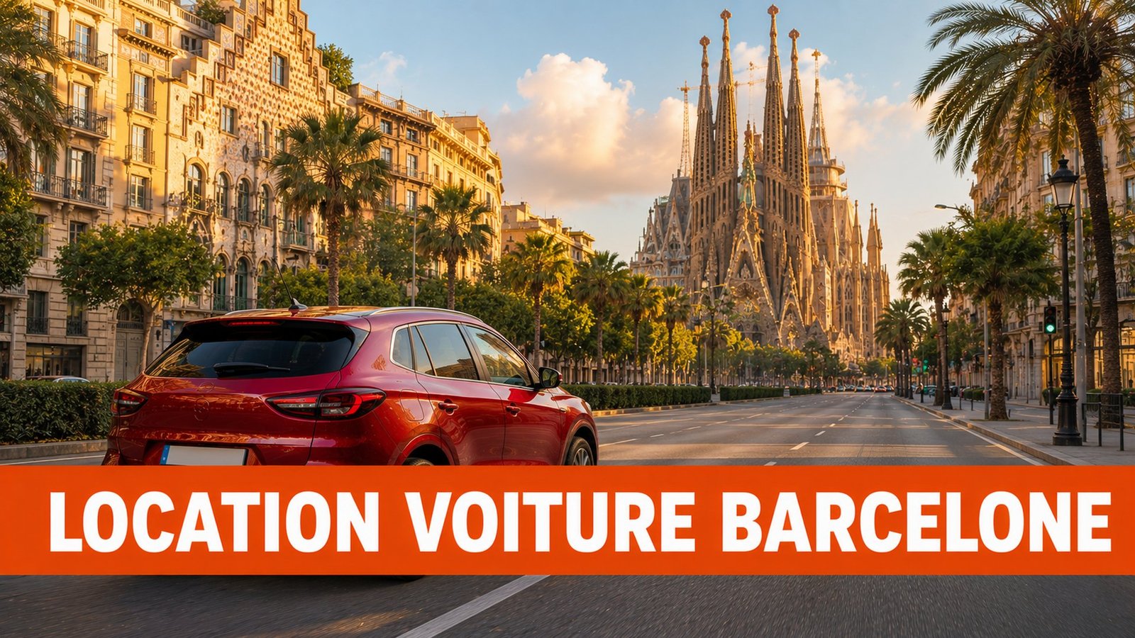 Location voiture Barcelone – avenue avec la Sagrada Família