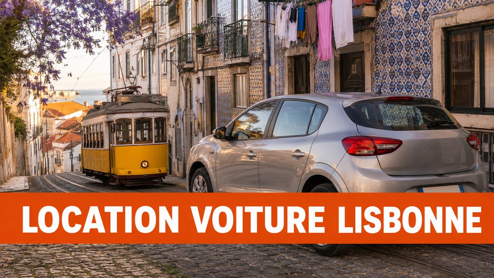 Location voiture Lisbonne – ruelle de l'Alfama avec le tram 28