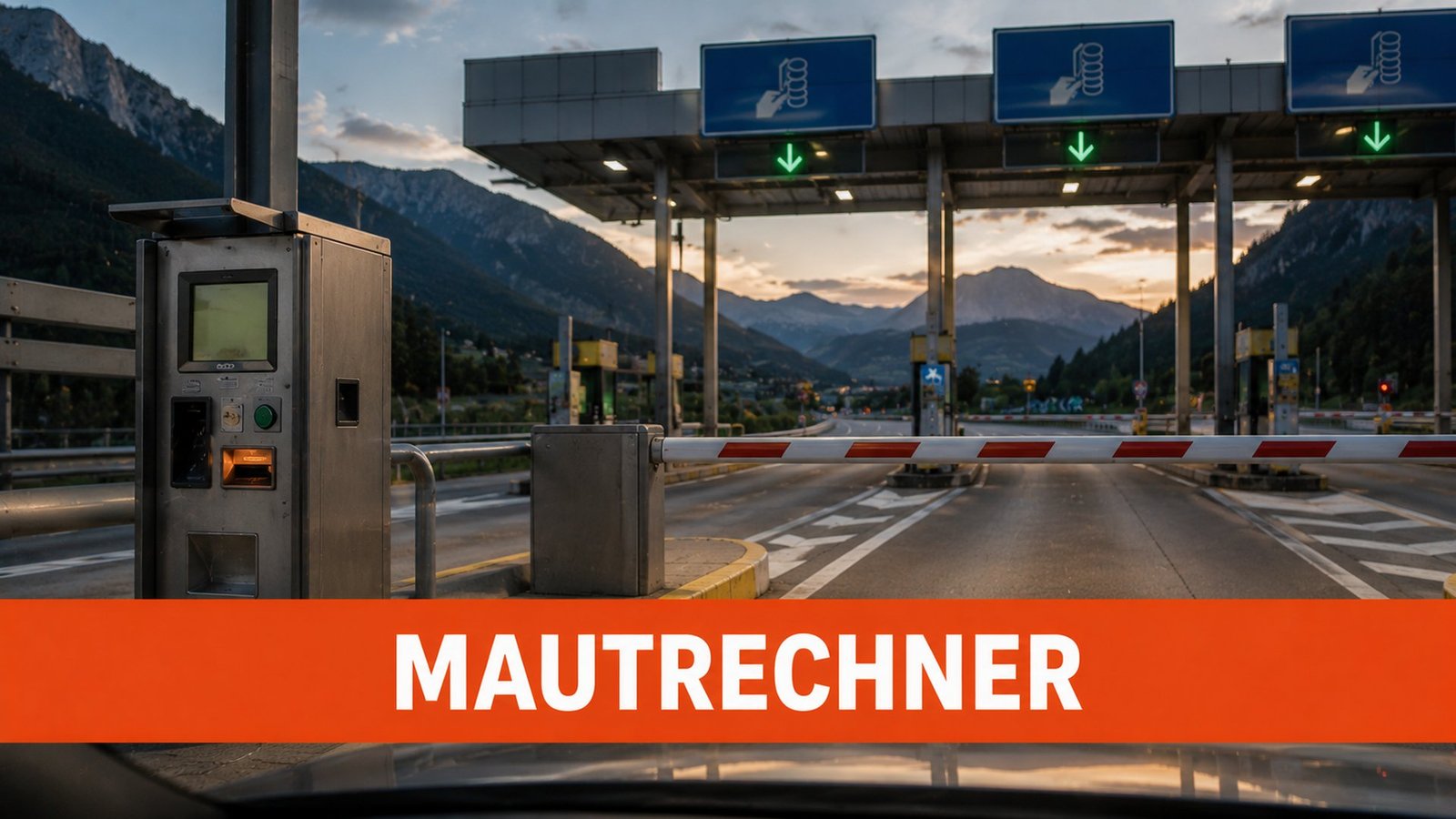 mautrechner frankreich Mautstation mit Ticketautomat und Schranke in den Alpen - Mautrechner